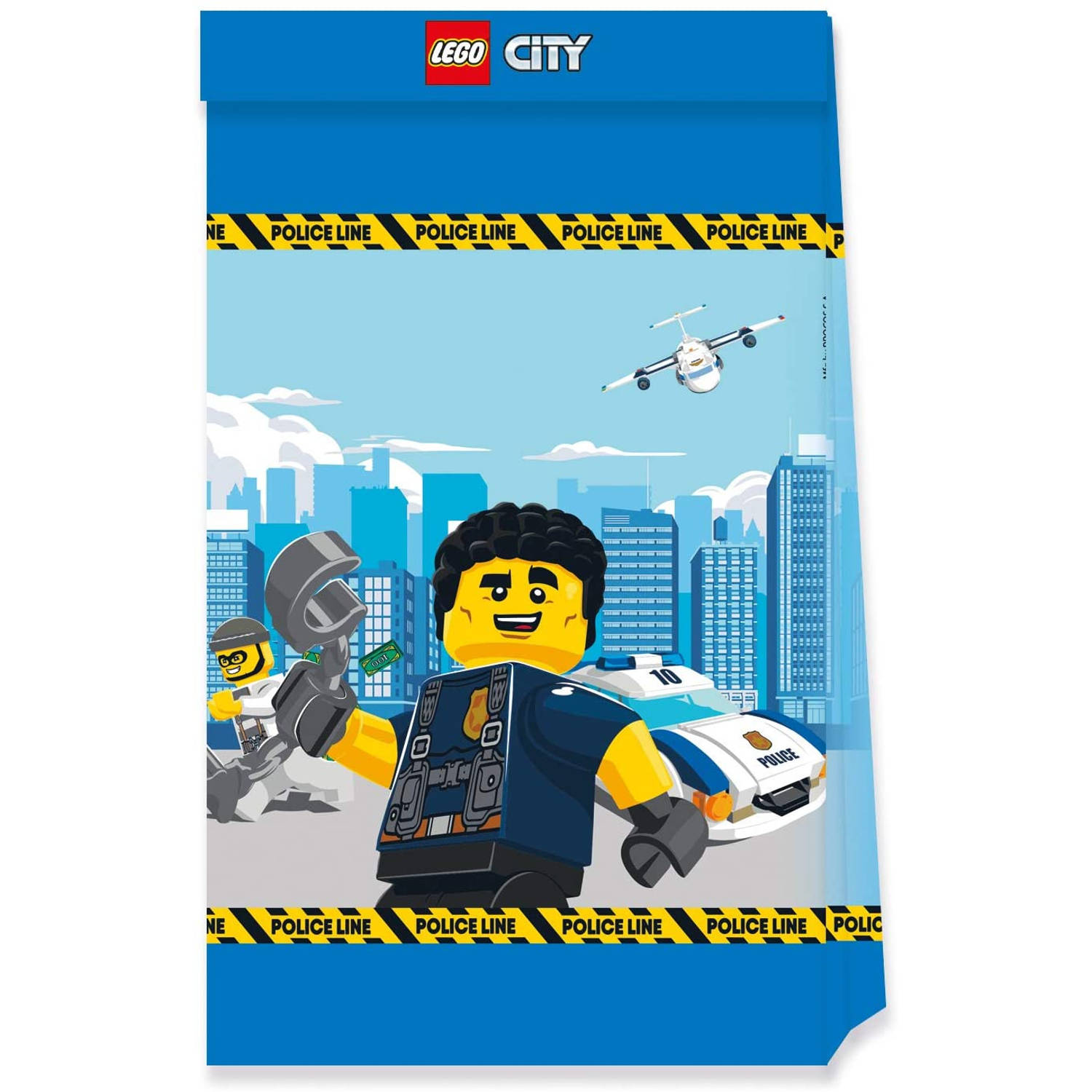 Procos uitdeelzakjes Lego City junior papier blauw 4 stuks
