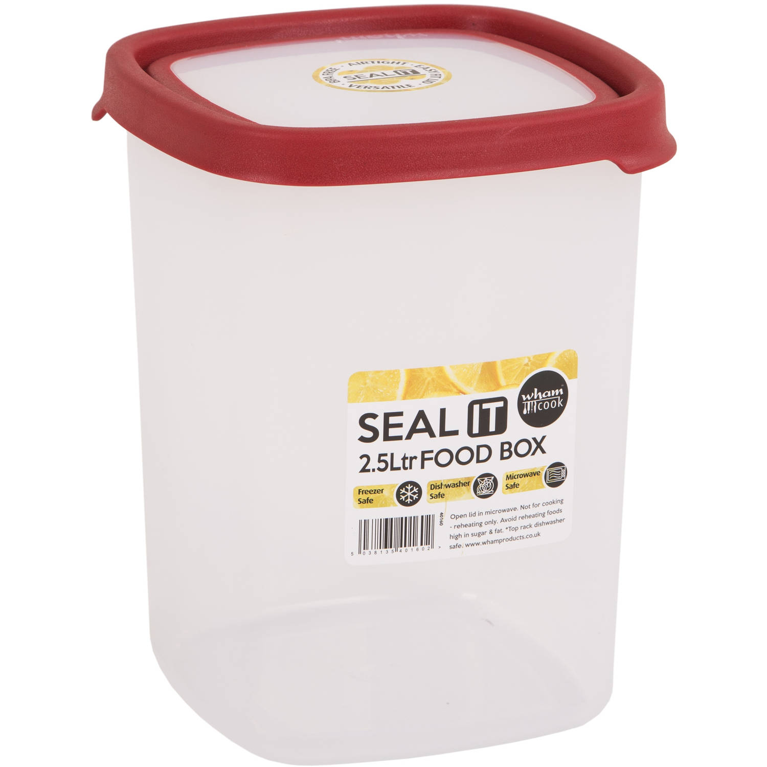 Wham Seal It Vershouddoos - Vierkant - 2,5 Liter - Set van 2 Stuks - Rood