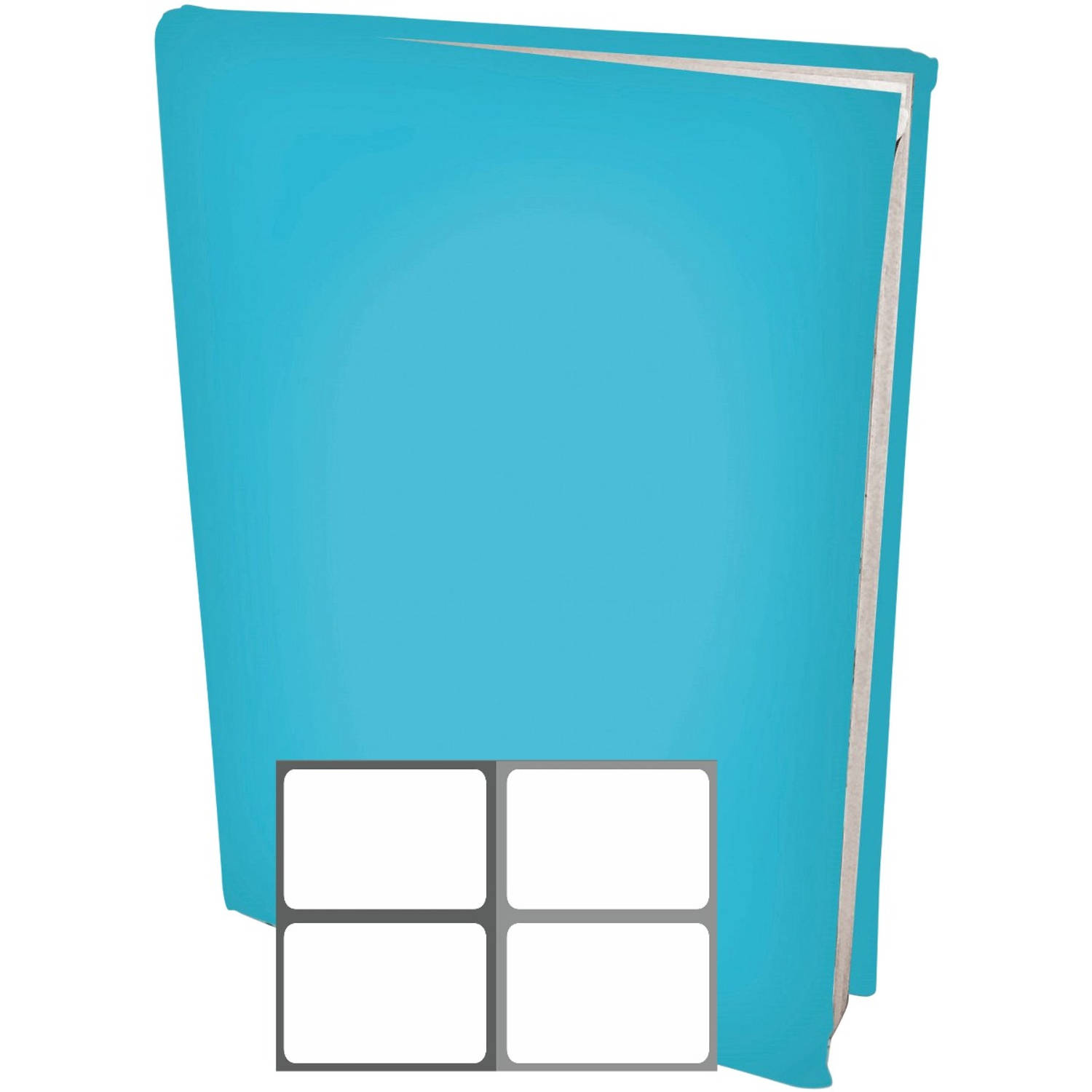 Benza Rekbare Boekenkaften A4 - Aqua Blauw - 6 Stuks Inclusief Grijze Textiel Labels
