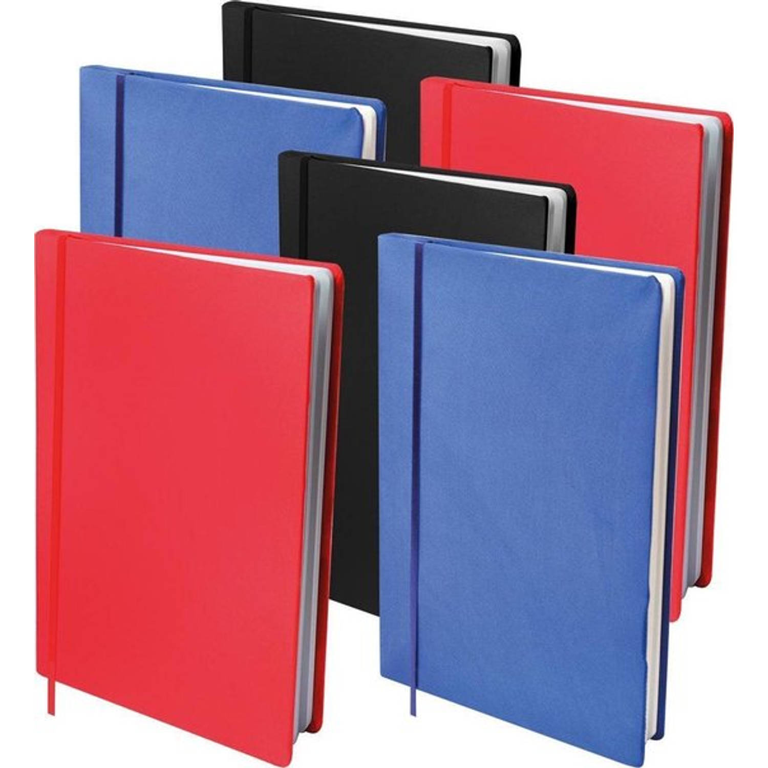 Dresz Rekbare Boeken A4 Formaat 6-pack (Zwart, Blauw Rood)