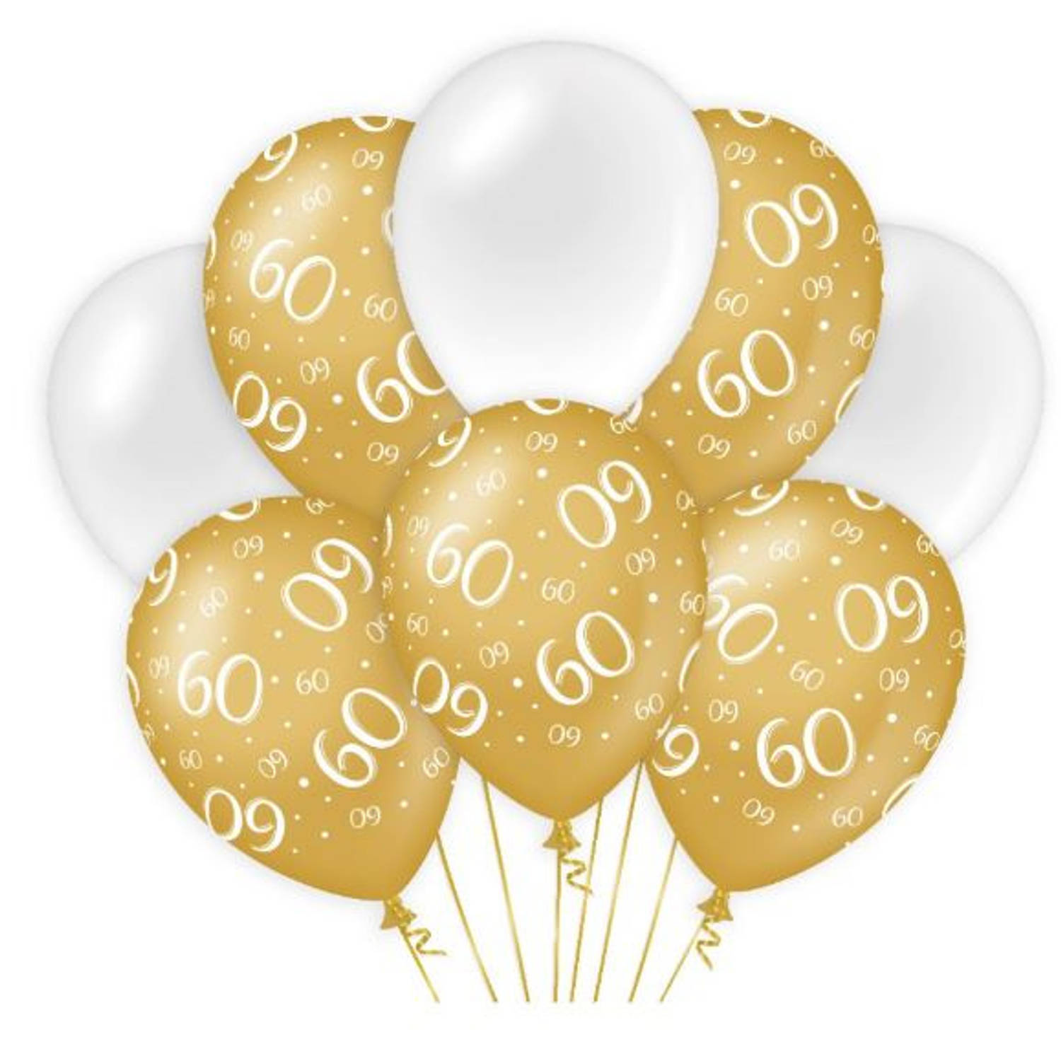 Paper Dreams ballonnen 60 jaar dames latex goud/wit