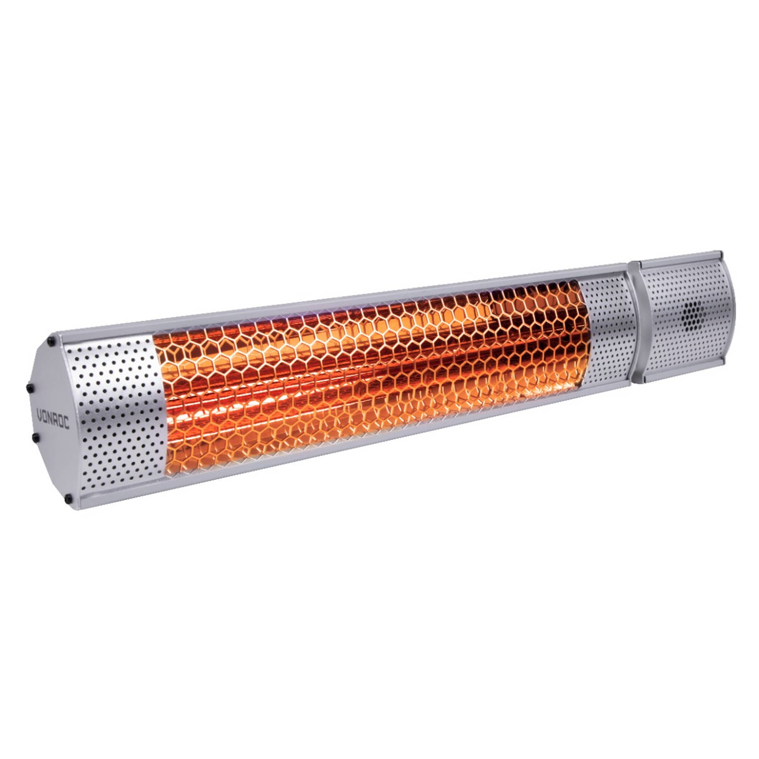 VONROC Heater Marsili 2000W - 2 Warmteniveaus - Zilver - Lowglare element - Met afstandsbediening