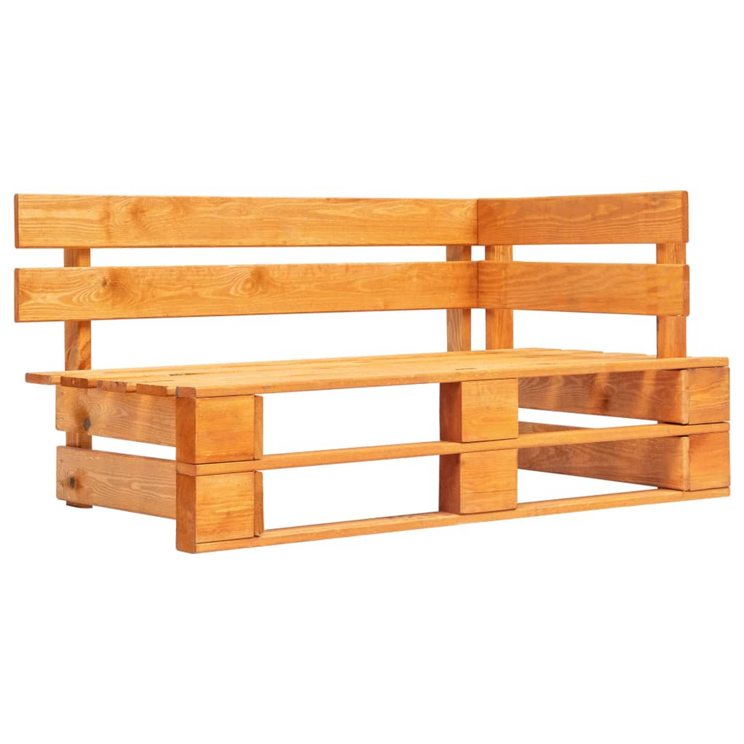 The Living Store Pallet Loungeset - grenenhout - heldergroen kussen - tafel/voetenbank 60x60x25cm - midden/hoekbank 110x65x55cm - waterbestendige hoes