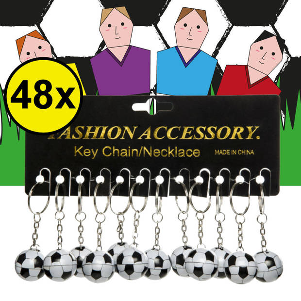 Decopatent® Uitdeelcadeaus 48 STUKS Voetbal Sleutelhangers - Metaal -