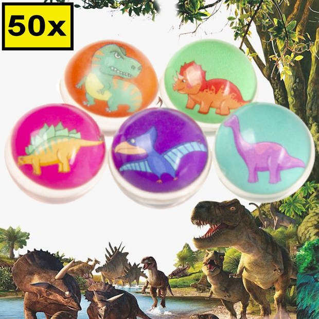 Decopatent® Uitdeelcadeaus 50 STUKS Dino - Dinosaurus Stuiterballen