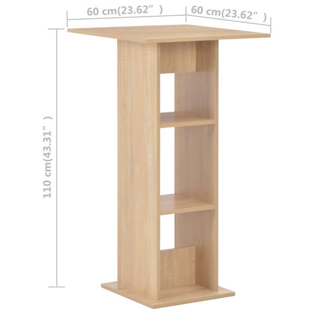 vidaXL Bartafel 60x60x110 cm eikenkleurig