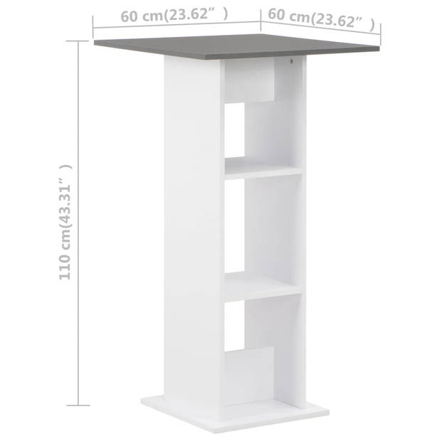 vidaXL Bartafel 60x60x110 cm wit en antracietgrijs