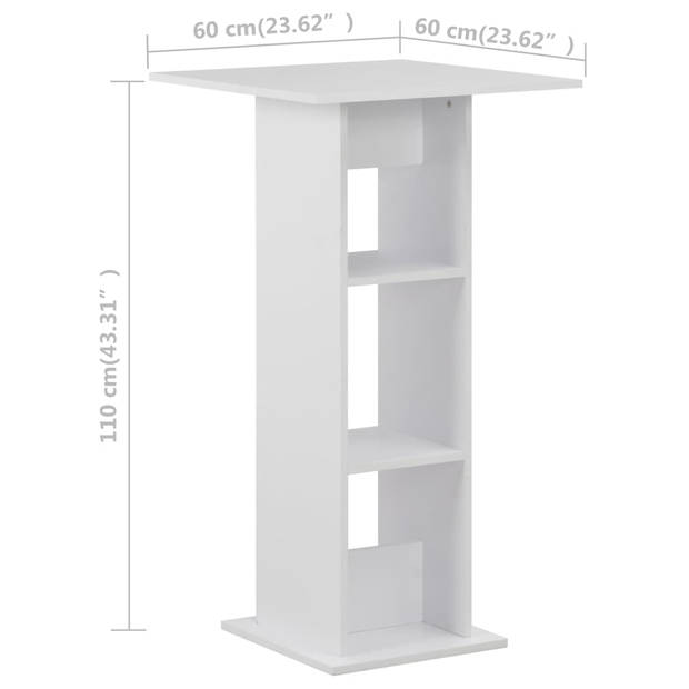 vidaXL Bartafel 60x60x110 cm wit