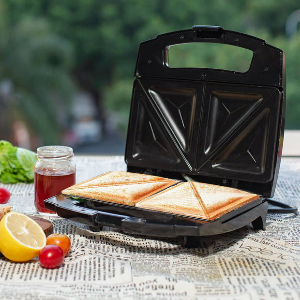Aigostar Tosti apparaat - Tosti ijzer - Sandwich maker - 22,5x12,6cm - 800 watt - Zwart Lamo 30RFU