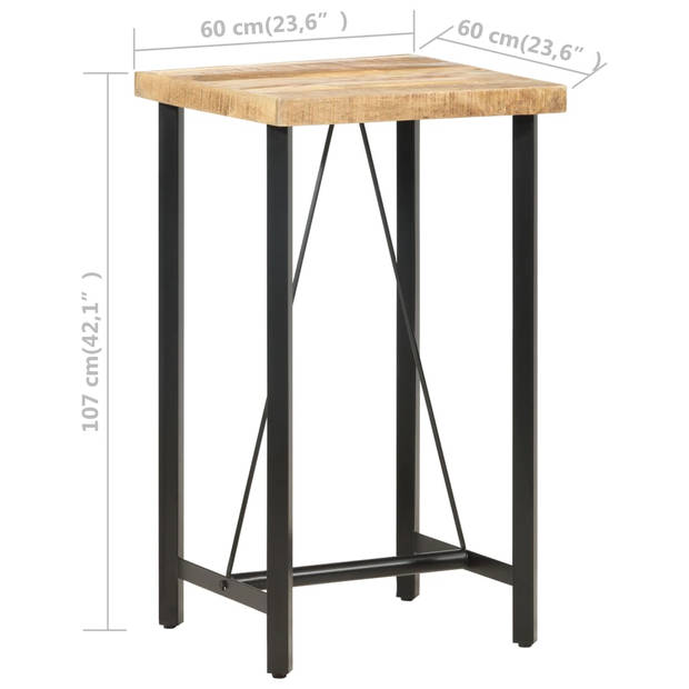 vidaXL Bartafel 60x60x107 cm ruw mangohout