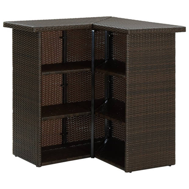 The Living Store Hoekbartafel - PE-rattan/staal - 100x50x105cm - Bruin