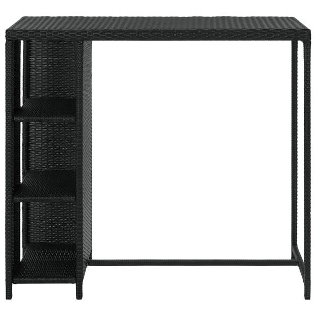 vidaXL Bartafel met opbergrek 120x60x110 cm poly rattan zwart