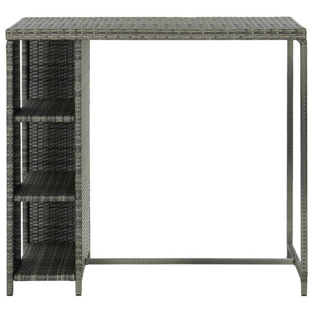 vidaXL Bartafel met opbergrek 120x60x110 cm poly rattan grijs