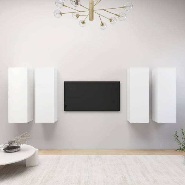 vidaXL Tv-meubelen 4 st 30,5x30x90 cm bewerkt hout wit