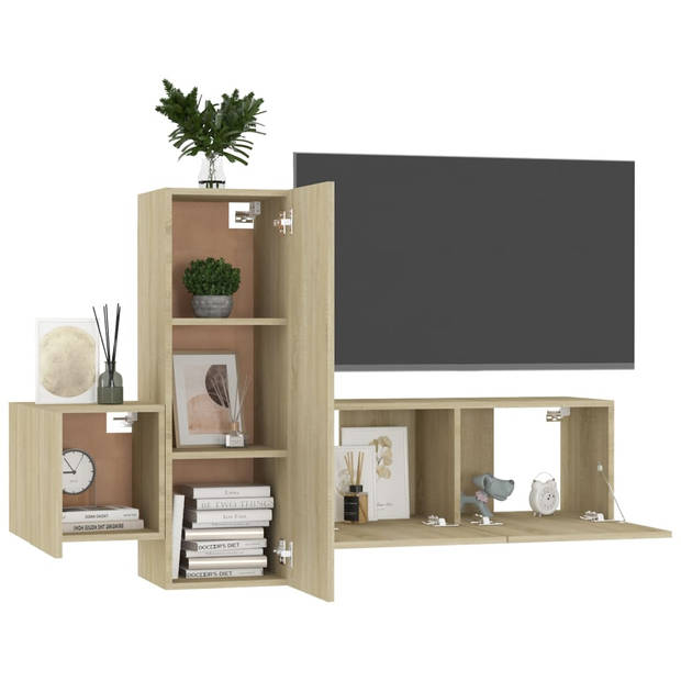 The Living Store Televisiekast Trendy - Boekenkast - 80 x 30 x 30 cm - Sonoma Eiken