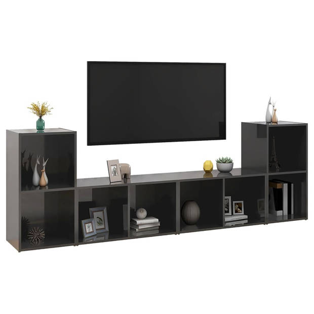 vidaXL Tv-meubelen 4 st 72x35x36,5 cm bewerkt hout hoogglans grijs