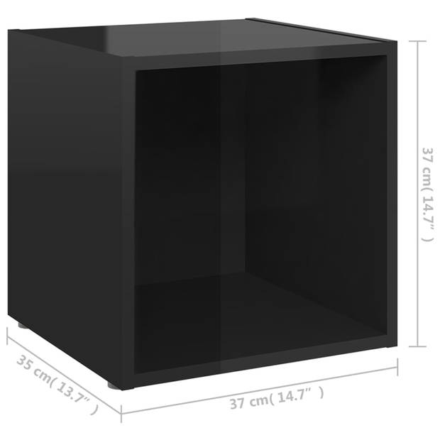 vidaXL Tv-meubelen 2 st 37x35x37 cm spaanplaat hoogglans zwart