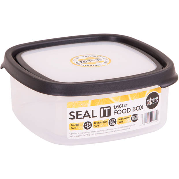 Wham - Opbergbox Seal It 1,6 liter - Polypropyleen - Zwart