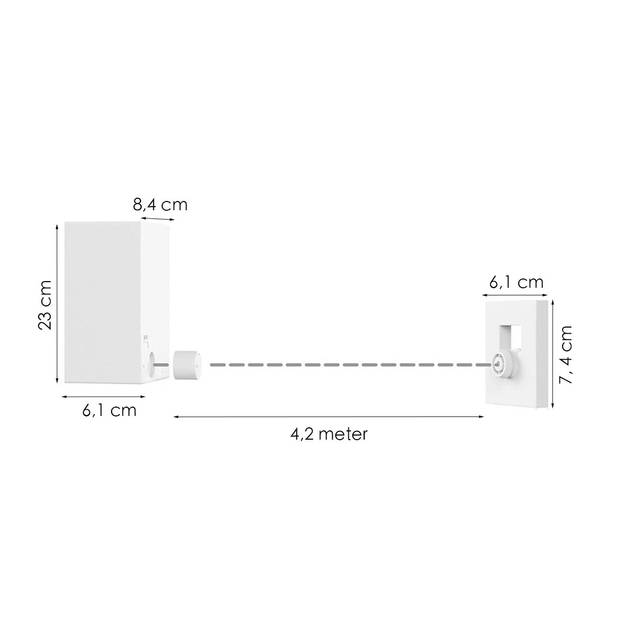 Drooglijn 1 tot 4,2 meter Wit Uitschuifbaar