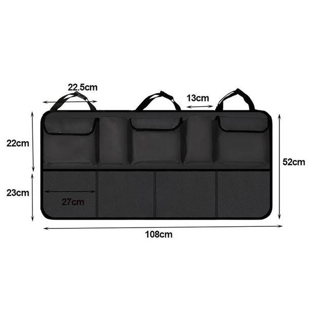 Kofferbak Organizer 108 x 52 cm Zwart