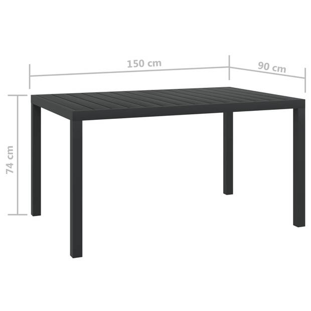 vidaXL Tuintafel 150x90x74 cm aluminium en HKC zwart