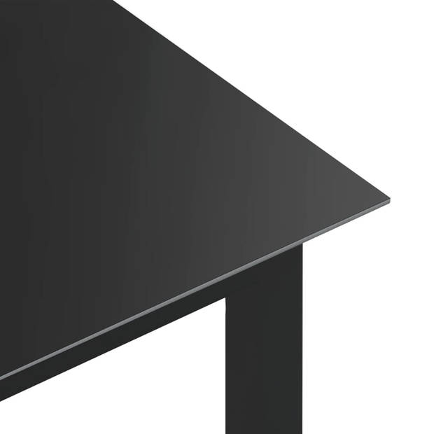 vidaXL Tuintafel 150x90x74 cm aluminium en glas zwart