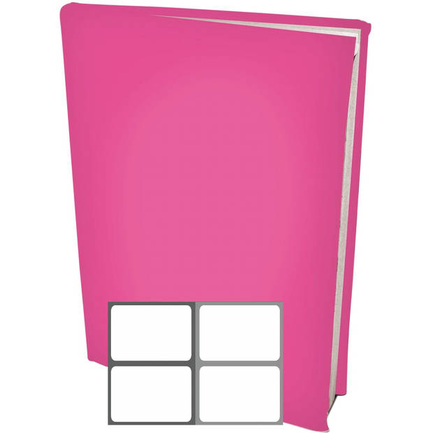 Rekbare Boekenkaften A4 - Roze - 6 stuks inclusief grijze labels