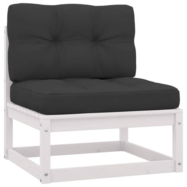 The Living Store Tuinset Grenenhout - Lounge - 70x70x67 cm - Wit - Antraciet