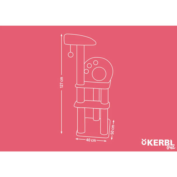 KERBL Planetx krabpaal voor katten - 50x40x127cm - Bruin en beige