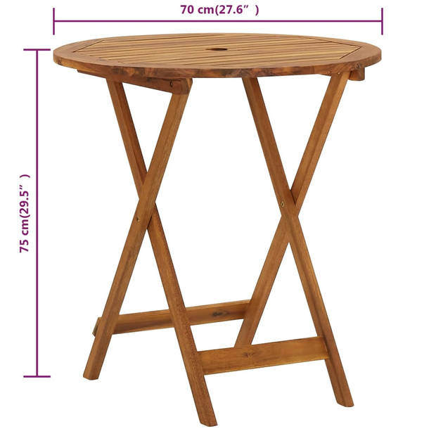 vidaXL Tuintafel inklapbaar 70 cm massief acaciahout