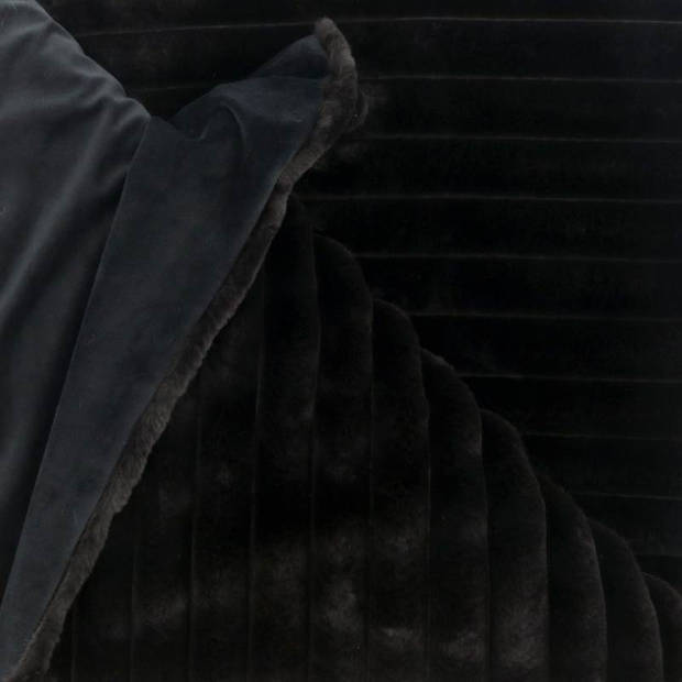 Unique Living Peppe fleece plaid - Fleece polyester - 150x200 cm - Black