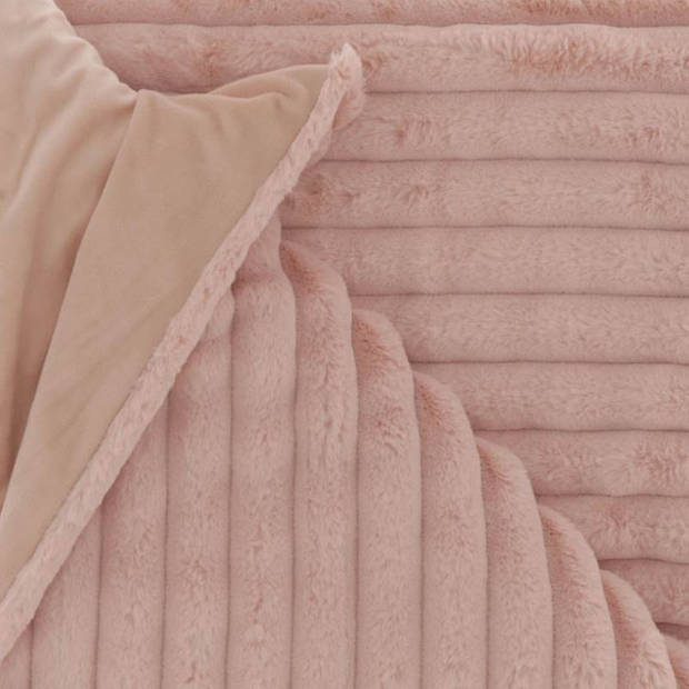 Unique Living Peppe fleece plaid - Fleece polyester - 150x200 cm - Old Pink