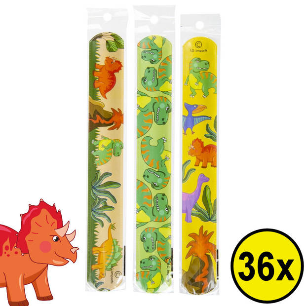 Decopatent® Uitdeelcadeaus 36 STUKS Dinosaurus Klaparmbandjes -