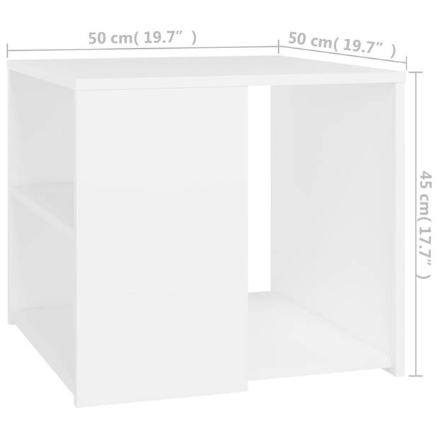 vidaXL Bijzettafel 50x50x45 cm bewerkt hout wit