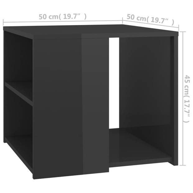 vidaXL Bijzettafel 50x50x45 cm bewerkt hout hoogglans grijs