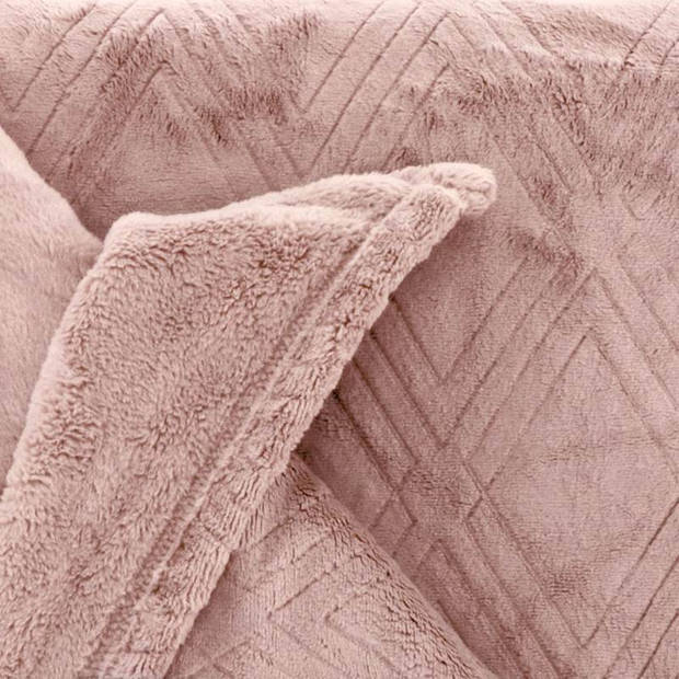 Unique Living Auke fleece plaid - Fleece polyester - 150x200 cm - Old Pink