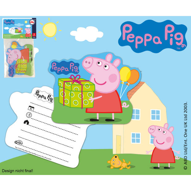 6x Peppa Pig themafeest uitnodingen/kaarten - Uitnodigingen