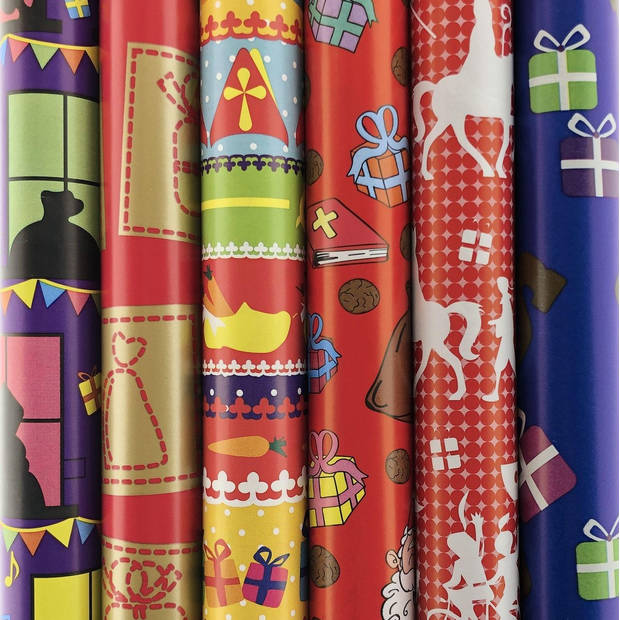 Sinterklaaspapier Inpakpapier Cadeaupapier Assortiment - 300 x 70 cm - 10 rollen