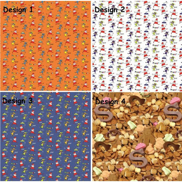 Assortiment 4 sinterklaasinpakpapier cadeaupapier - 200 x 70 cm - 6 rollen