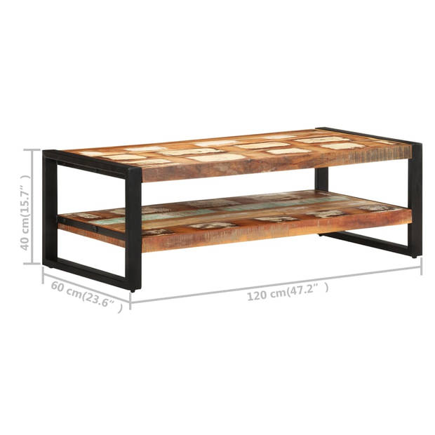 The Living Store Salontafel - Gerecycled hout - 120x60x40 cm - Meerkleurige afwerking