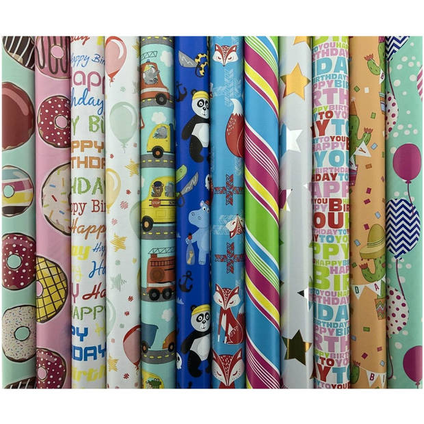 Assortiment luxe cadeaupapierinpakpapier voor kinderen CH2 - 200 x 70 cm - 70 rollen