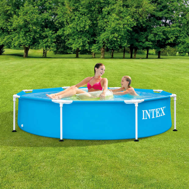 Intex opzetzwembad 244 x 51 cm staal/PVC blauw