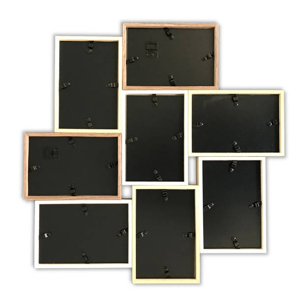 HAES DECO - Houten Multi Fotolijst / Galerie Alvesta in bruin tinten voor 8 foto's 10x15 (formaat 44 x 44 cm) - MP160