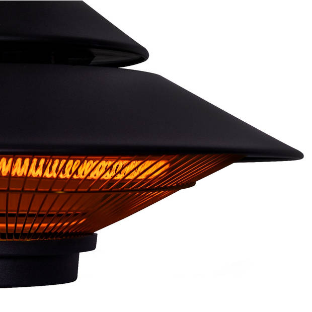VONROC Heater Albano - Hangende terrasverwarmer 1500W - Zwart - met afstandsbediening