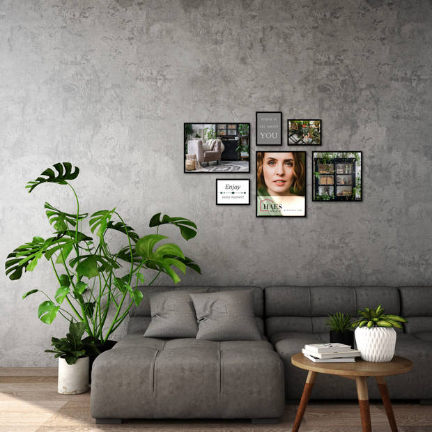 HAES deco - Collage set met 6 kunststof fotolijsten zwart Easy Frame - EFS100B