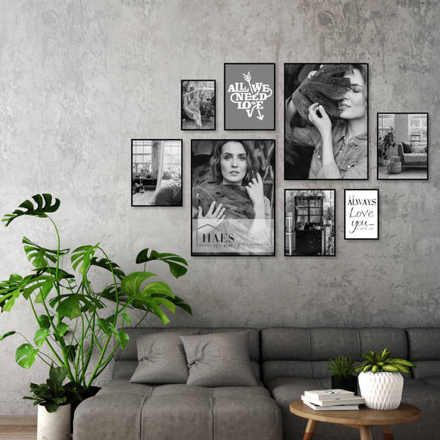 HAES deco - Collage set XL met 8 kunststof fotolijsten zwart Easy Frame - EFS104B