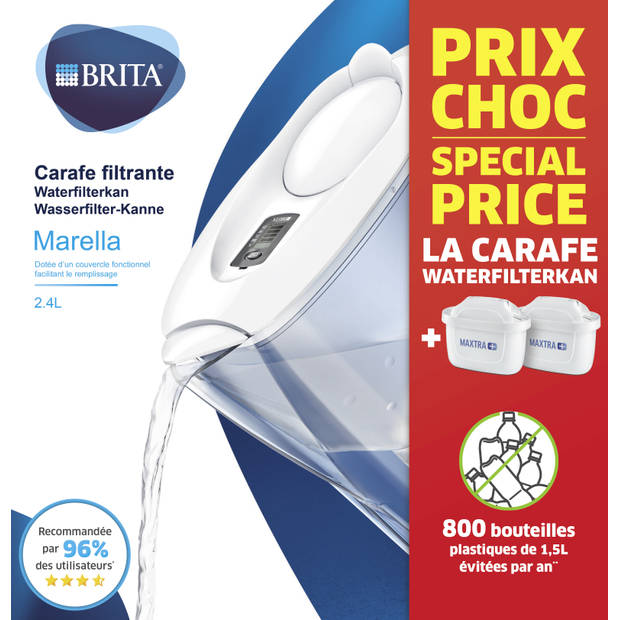BRITA - Waterfilterkan - Marella - Inclusief 2 MAXTRA+ - Wit - 2,4L