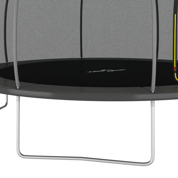 The Living Store Trampoline Jumpking - Tuintrampoline Ø 383 cm - met veiligheidsnet - zwart/grijs