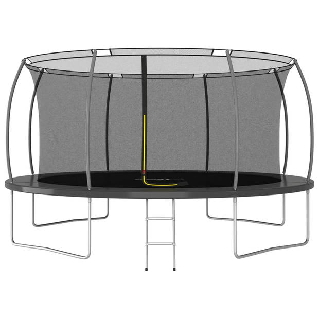 The Living Store Trampoline Jumpking - Tuintrampoline Ø 383 cm - met veiligheidsnet - zwart/grijs