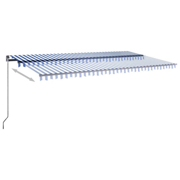 vidaXL Luifel automatisch met LED en windsensor 600x300 cm blauw wit